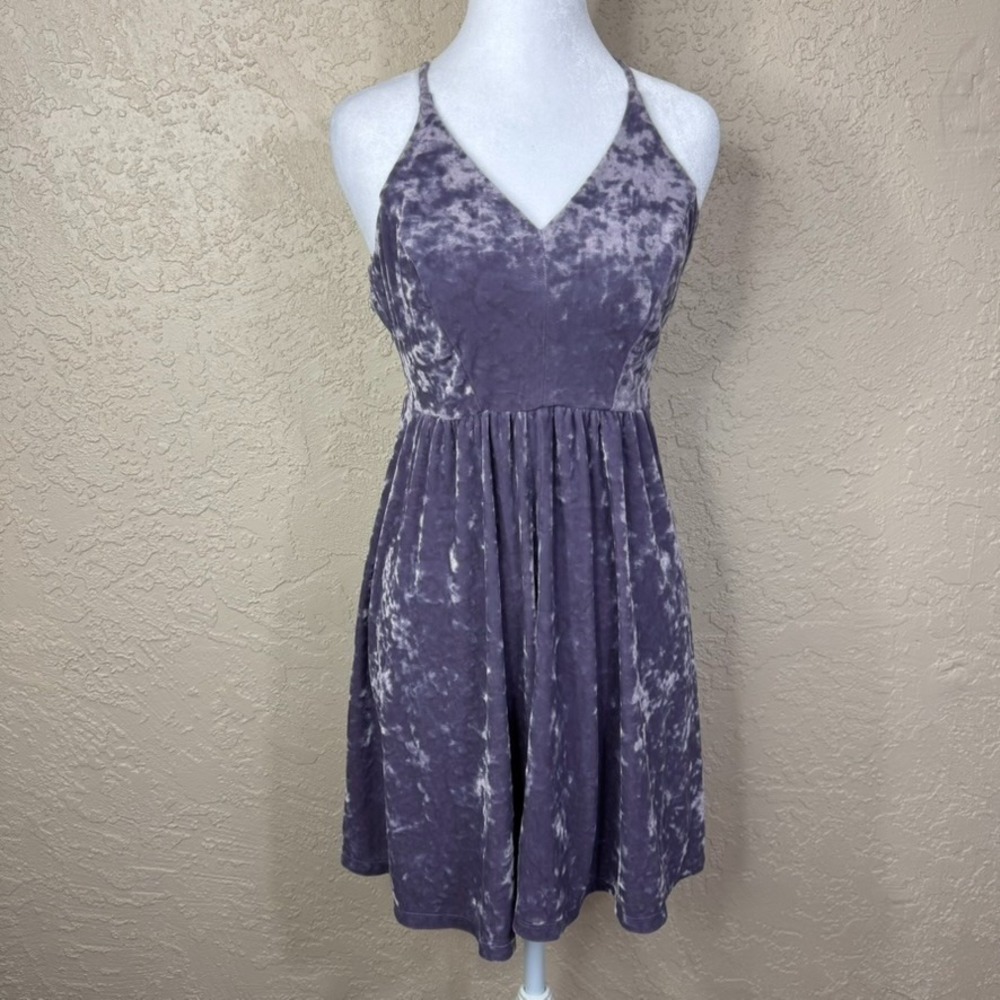 Wild Fable Womens Velvet Mini Skater Dress Purple Sz M Whimsigoth Fairy Grunge